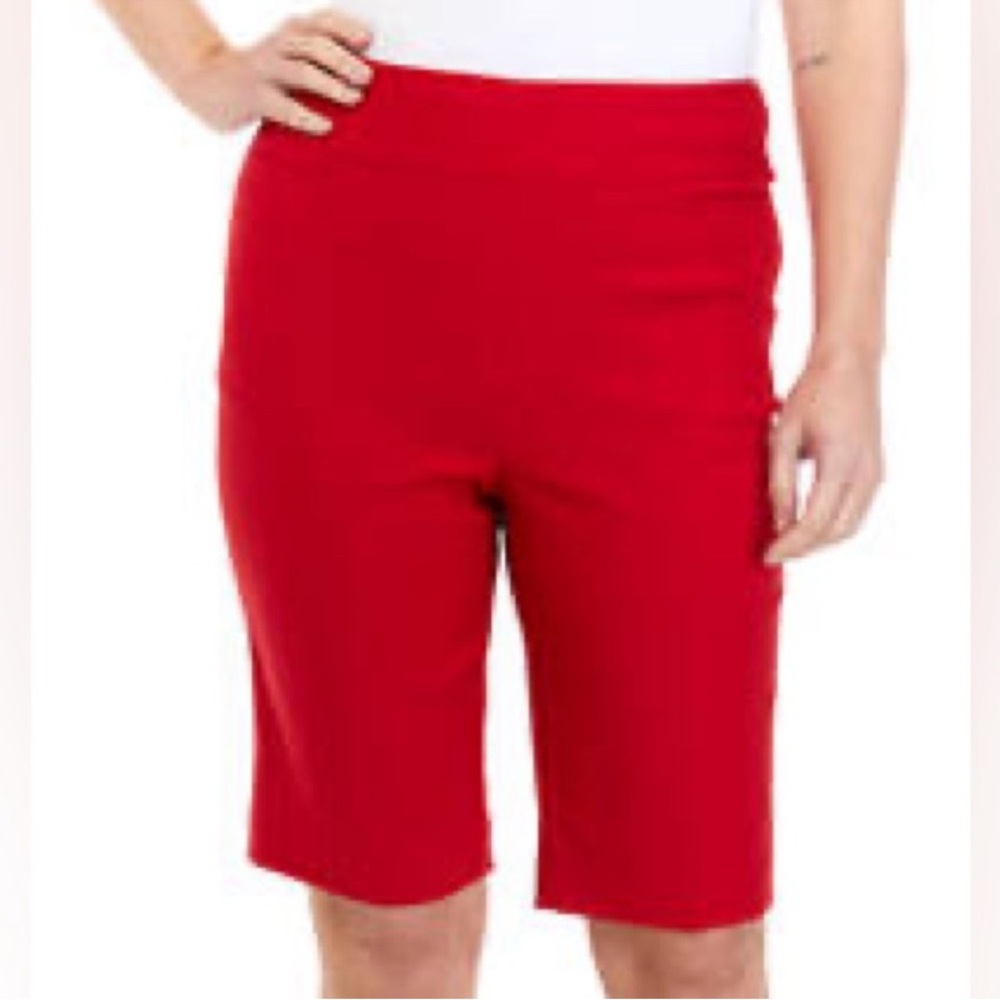 I-N-C Real Red Women's High Rise Pull On Dressy Bermuda Shorts Size 0 NWT